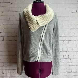 Anthropologie Dolan size small heather gray with cream zip up sweater